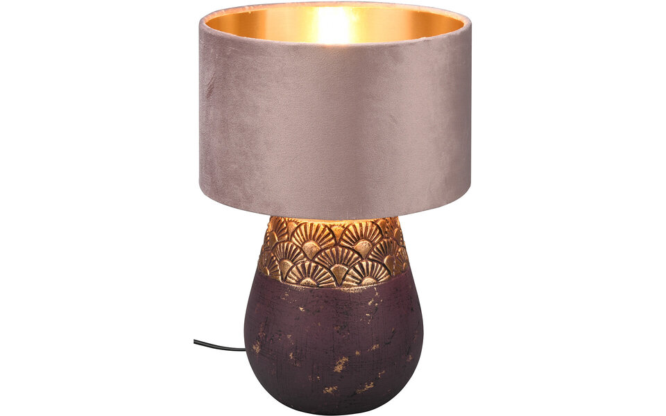 HLW LED LED Table Lamp - Table Lighting - Trion Kalan - E27 Fitting - Round - Matte Brown - Ceramic