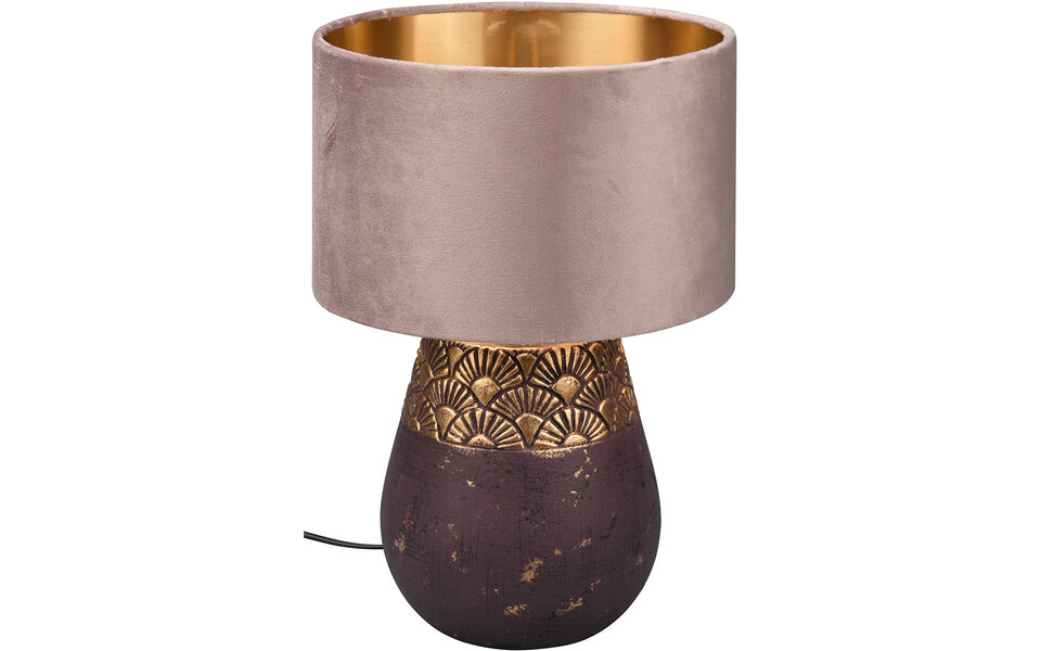 HLW LED LED Tafellamp - Tafelverlichting - Trion Kalan - E27 Fitting - Rond - Mat Bruin - Keramiek