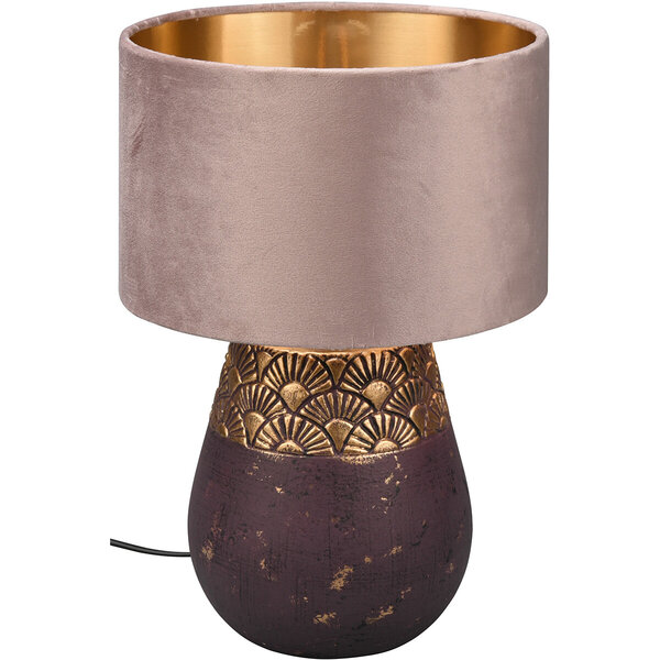 HLW LED LED Tafellamp Trion Kalan - Ronde , Mat Bruin Keramiek HLW LED LED Tafellamp Trion Kalan - Ronde , Mat Bruin Keramiek