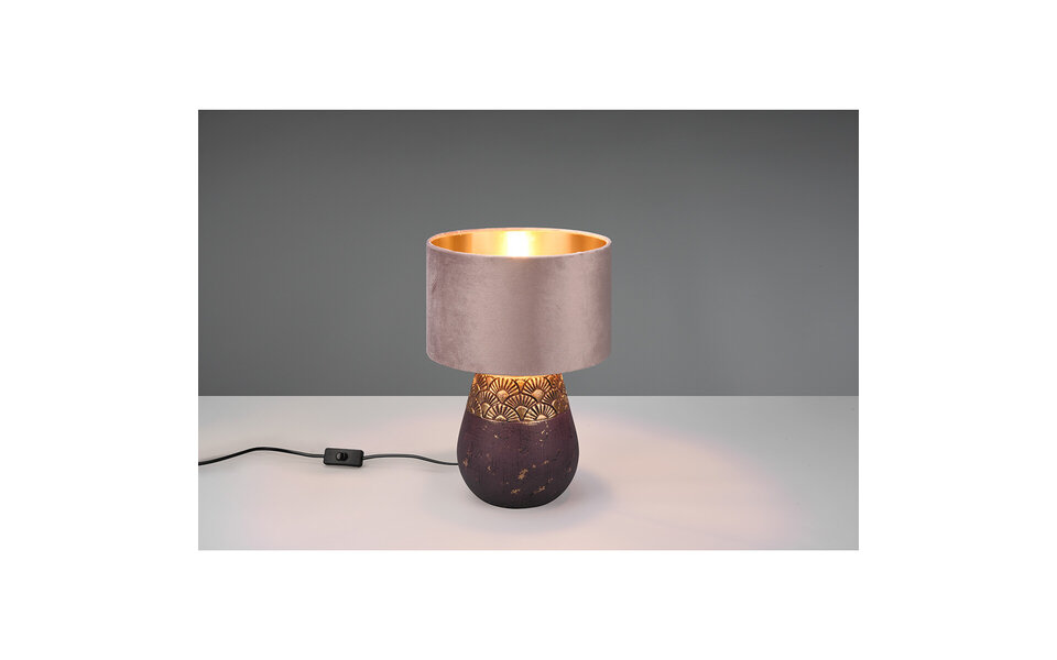 HLW LED LED Table Lamp - Table Lighting - Trion Kalan - E27 Fitting - Round - Matte Brown - Ceramic