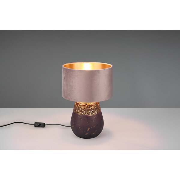 HLW LED LED Tafellamp Trion Kalan - Ronde , Mat Bruin Keramiek HLW LED LED Tafellamp Trion Kalan - Ronde , Mat Bruin Keramiek