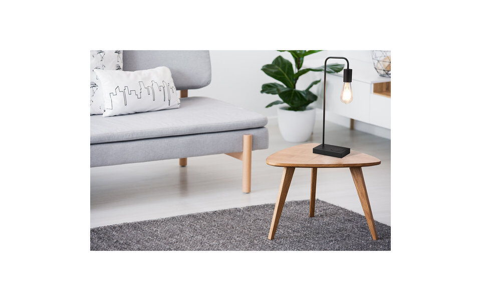 HLW LED LED Table Lamp - Table Lighting - Trion Milaya - E27 Fitting - Rectangular - Matte Black - Aluminum