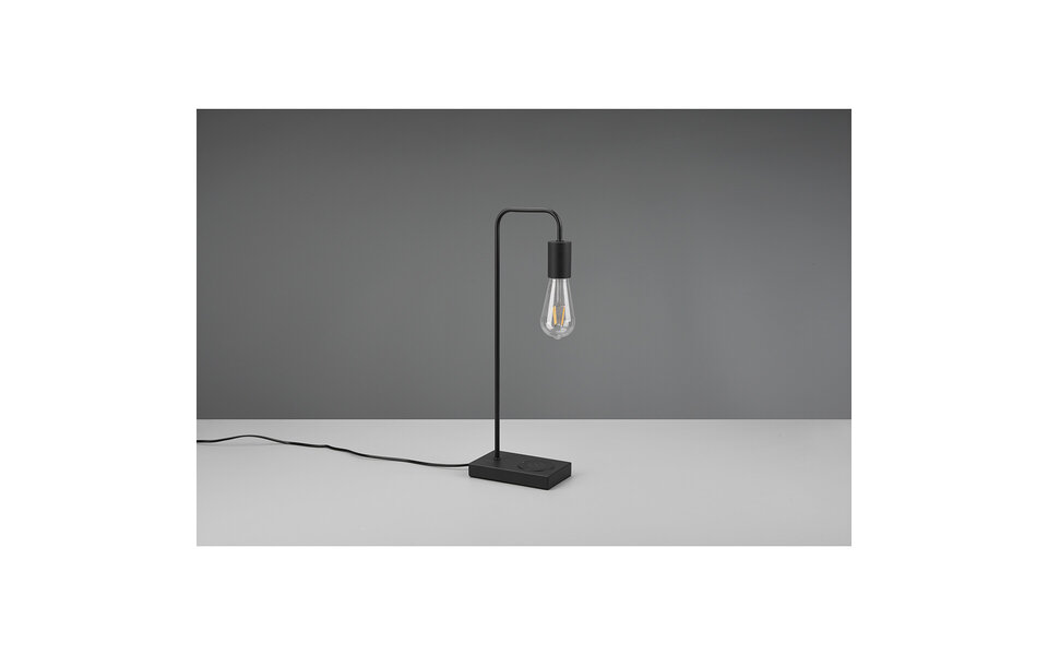 HLW LED LED Table Lamp - Table Lighting - Trion Milaya - E27 Fitting - Rectangular - Matte Black - Aluminum