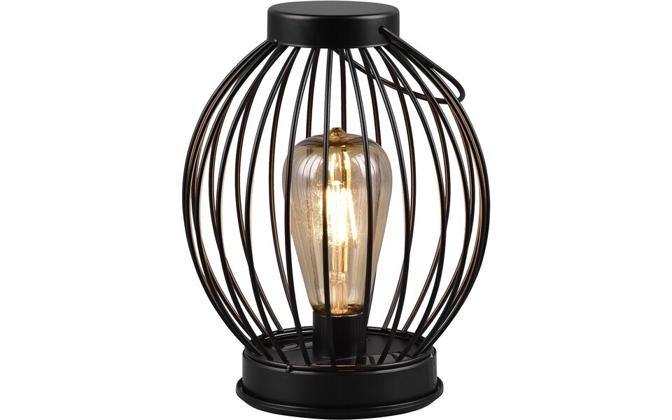 HLW LED Black Solar-Powered LED Table Lamp - Round, Warm White, Waterproof IP44