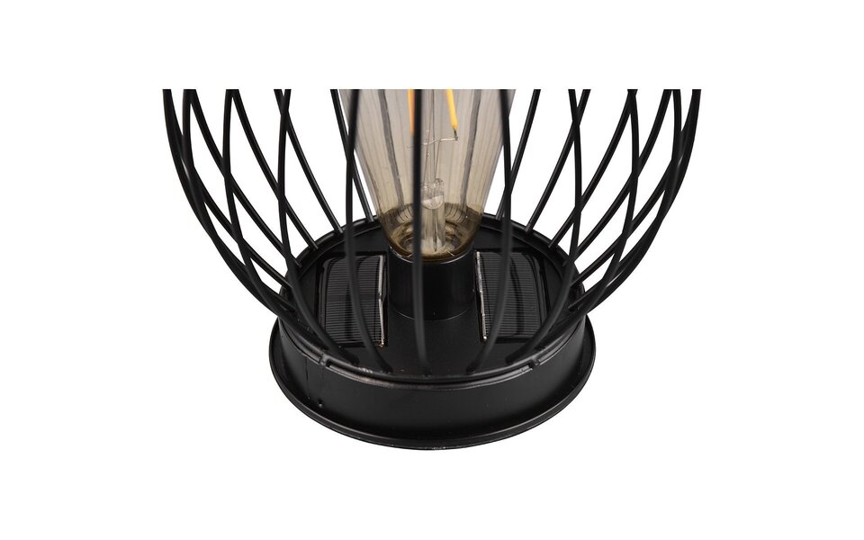 HLW LED Black Solar-Powered LED Table Lamp - Round, Warm White, Waterproof IP44