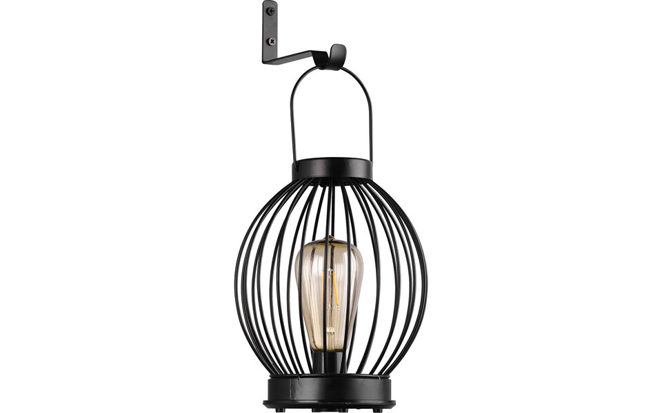 HLW LED Black Solar-Powered LED Table Lamp - Round, Warm White, Waterproof IP44