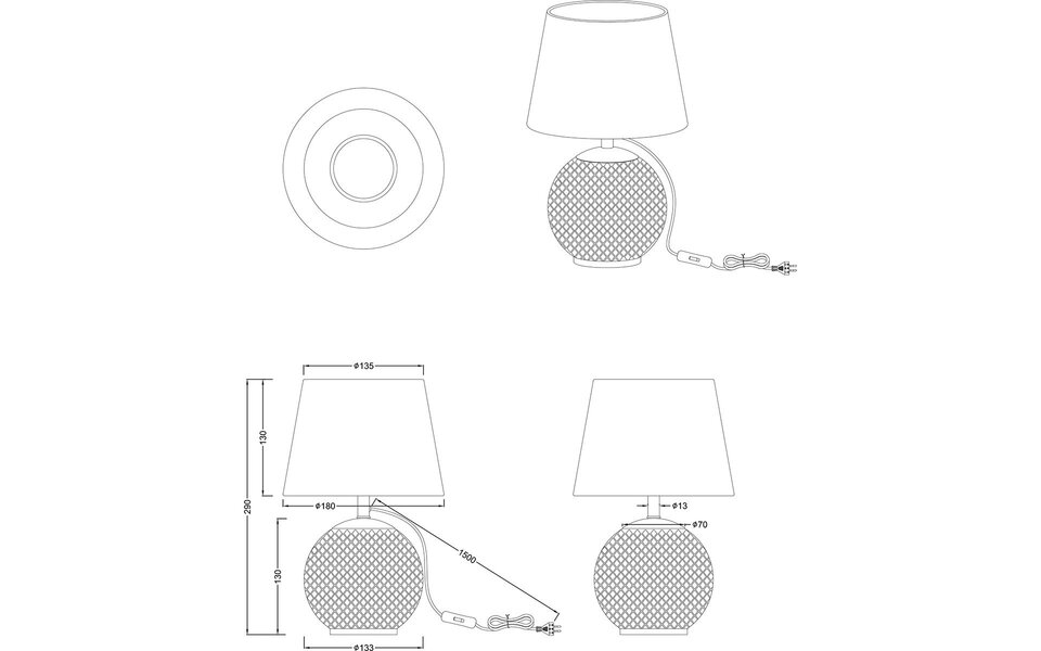 HLW LED LED Tafellamp - Tafelverlichting - Trion Onno - E14 Fitting - Rond - Grijs - Glas HLW LED LED Tafellamp - Tafelverlichting - Trion Onno - E14 Fitting - Rond - Grijs - Glas