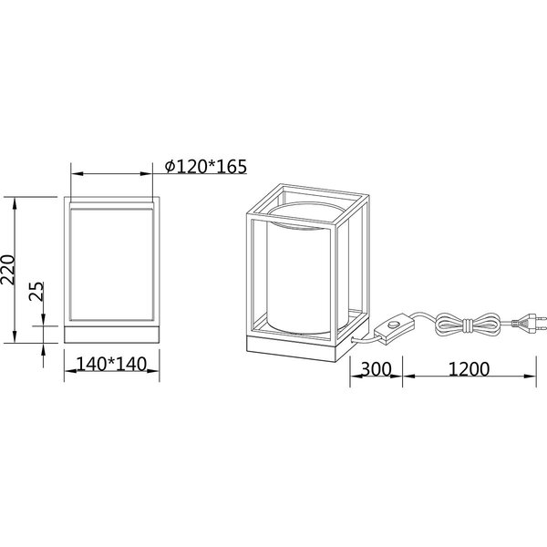 HLW LED Stijlvolle LED Tafellamp Mat Zwart - E27 Fitting, Metalen & Rechthoekige HLW LED Stijlvolle LED Tafellamp Mat Zwart - E27 Fitting, Metalen & Rechthoekige