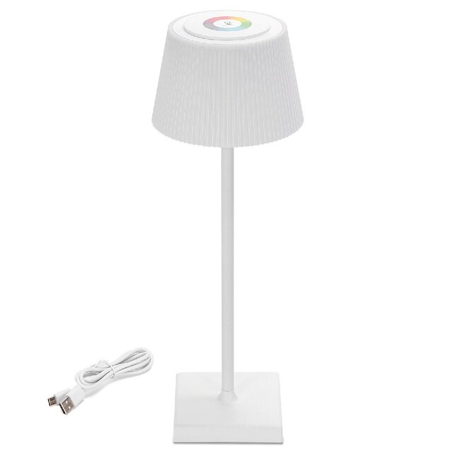 Witte dimbare LED tafellamp zonder fitting met USB en RGB verlichting, oplaadbaar en draadloos