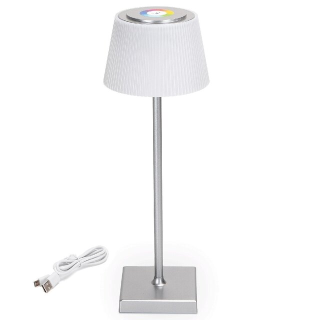 Dimbare zilveren LED tafellamp zonder fitting met USB oplaadfunctie en RGB touchbediening