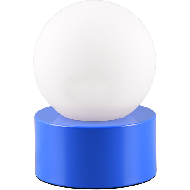 Blauwe metalen LED tafellamp met E14 fitting en één lichtpunt tot 25W Blauwe metalen LED tafellamp met E14 fitting en één lichtpunt tot 25W