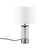 witte LED tafellamp met mat nikkelen voet en E14 fitting geschikt tot 25W