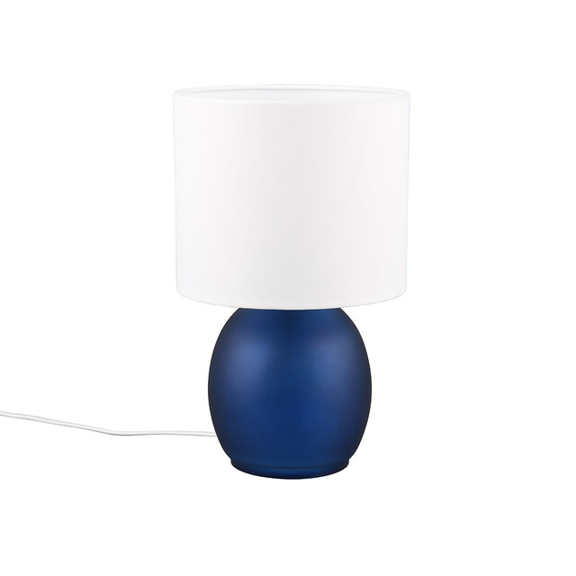 Ronde blauwe LED tafellamp van glas met E14 fitting en maximaal 10W vermogen