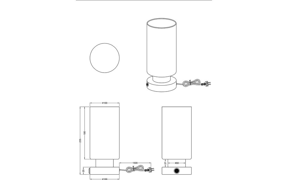 HLW LED LED Table Lamp - Trion Asena - 5.2W - Warm White 3000K - 1 light source - Matte Nickel - Metal