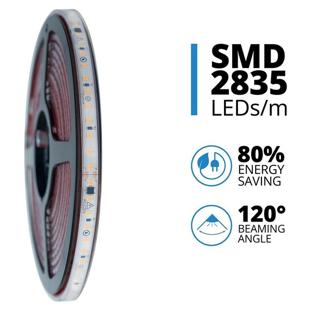 Velvalux Dimbare LED Strip 5 Meter - Warm Wit 3000K - Waterdicht IP67