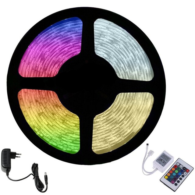 5 meter waterdichte RGB LED strip set met 72W vermogen en 4320 lumen lichtopbrengst 5 meter waterdichte RGB LED strip set met 72W vermogen en 4320 lumen lichtopbrengst