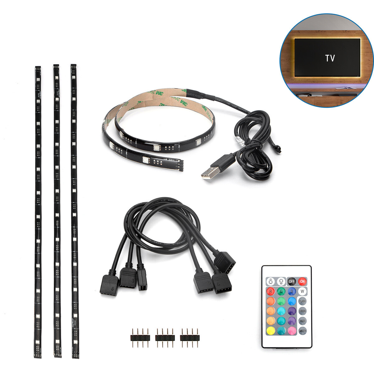 Tele Led Set LED strip for TV - Backlight 4x50 cm USB RGB IP65