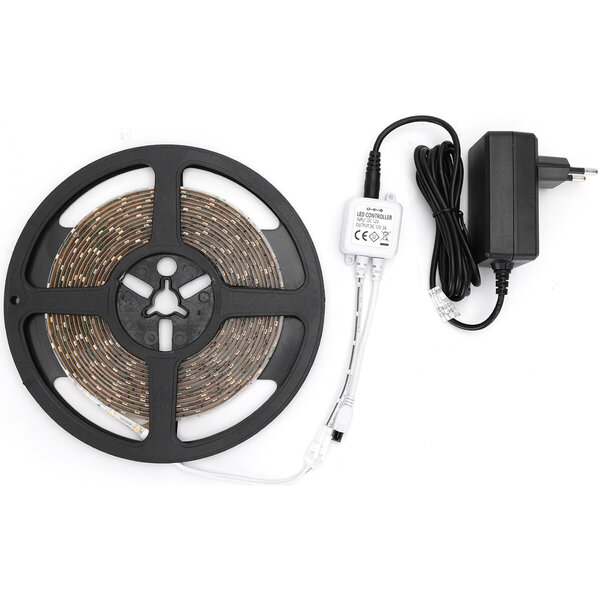 HLW LED Dimbare LED Strip Set 5m - Warm Wit 3000K - Waterdicht IP65 HLW LED Dimbare LED Strip Set 5m - Warm Wit 3000K - Waterdicht IP65