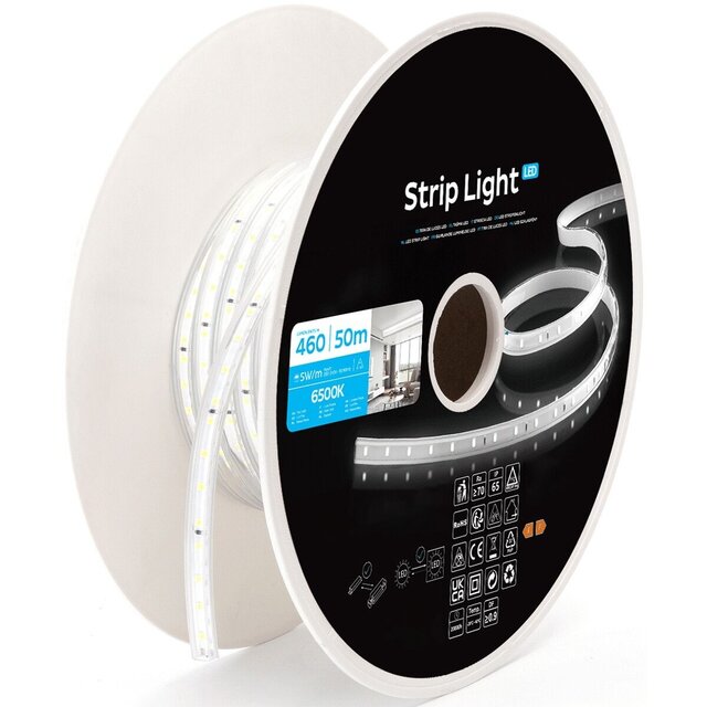 LED Strip Aigi Drody 50m - Waterdicht IP65 Koud Wit 6500K Lichtbronnen