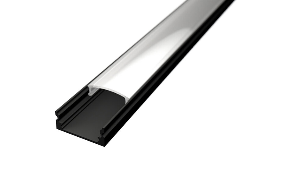 Velvalux LED Strip Profile Velvalux Profi - Black Aluminum 1m Surface Mount