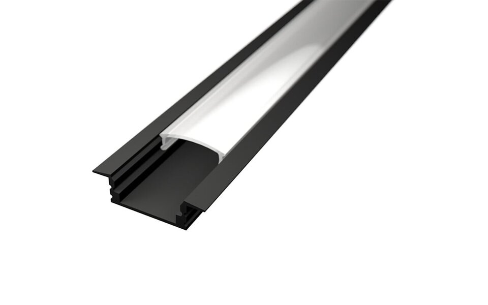 Velvalux LED Strip Profile Velvalux Profi - Black Aluminum Recessed 1m