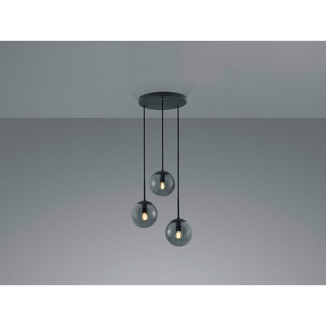 Drie-lichts LED hanglamp in mat antraciet aluminium met modern design en 28W vermogen