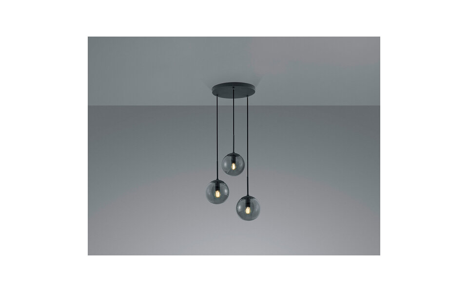 HLW LED LED Pendant Lamp Trion Balina - 3-light Round Matte Anthracite Aluminum E14