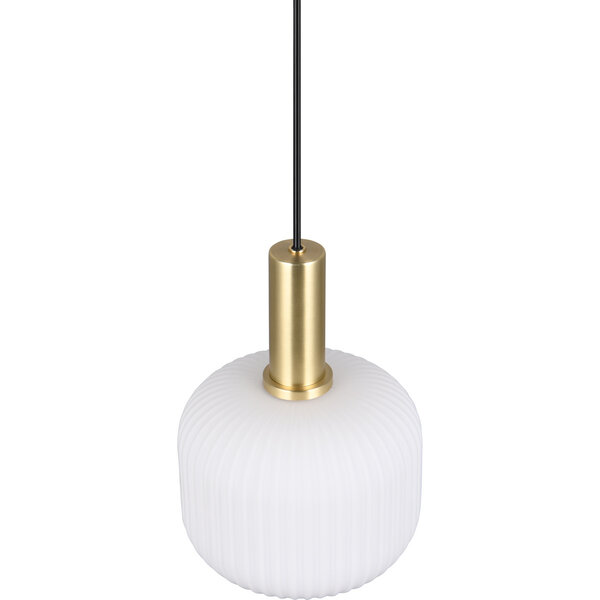 HLW LED Stijlvolle Metalen LED Hanglamp met Wit Glas en Mat Messing Afwerking HLW LED Stijlvolle Metalen LED Hanglamp met Wit Glas en Mat Messing Afwerking