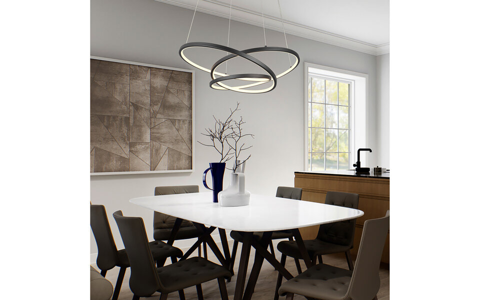 HLW LED Trion Alvin Dimbare Metalen Zwarte LED Hanglamp 52W met Aanpasbare Kleur