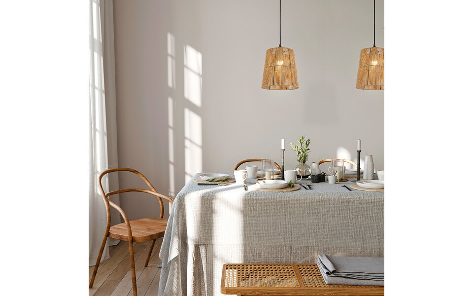 HLW LED LED Pendant Lamp Trion Holz - Elegant round pendant lighting with E27 fitting, energy efficient and durable