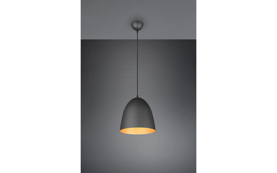 HLW LED Stylish LED Pendant Lamp Trion Lopez - Matte Black & Gold Light Window - E27 Socket