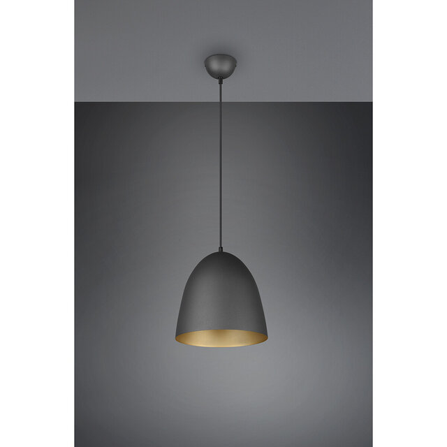 HLW LED Stylish LED Pendant Lamp Trion Lopez - Matte Black & Gold Light Window - E27 Socket