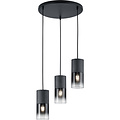 Black LED Pendant Lamp with Glass - Trion Roba 3-light, Matte Black & Smoke Glass Black LED Pendant Lamp with Glass - Trion Roba 3-light, Matte Black & Smoke Glass