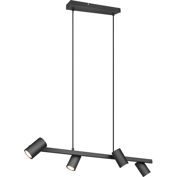 HLW LED Zwarte LED Hanglamp Trion Milona - 4-lichts, GU10 Fitting, Mat Zwart Aluminium HLW LED Zwarte LED Hanglamp Trion Milona - 4-lichts, GU10 Fitting, Mat Zwart Aluminium