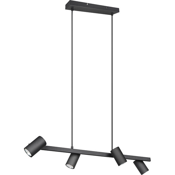 HLW LED Zwarte LED Hanglamp Trion Milona - 4-lichts, GU10 Fitting, Mat Zwart Aluminium HLW LED Zwarte LED Hanglamp Trion Milona - 4-lichts, GU10 Fitting, Mat Zwart Aluminium