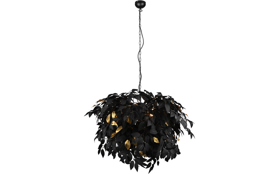 HLW LED Trion Lovy LED Chandelier - Black LED Pendant Lamp with Gold Accents, 4-light, E14 Fitting