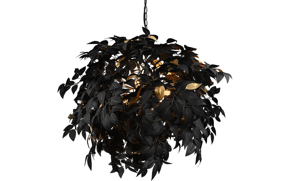 HLW LED Trion Lovy LED Kroonluchter - Zwarte LED Hanglamp met Gouden Accenten, 4-lichts, E14 Fitting