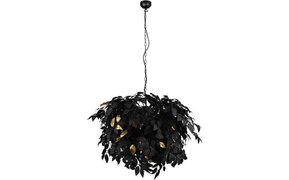 HLW LED Trion Lovy LED Kroonluchter - Zwarte LED Hanglamp met Gouden Accenten, 4-lichts, E14 Fitting