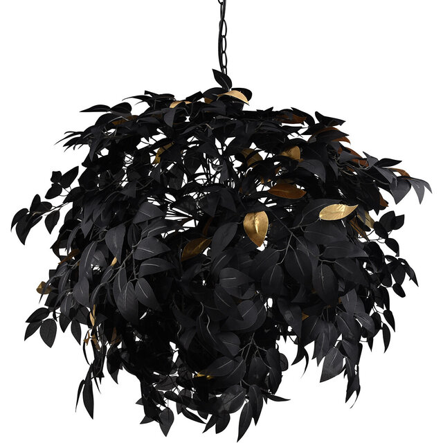 HLW LED Trion Lovy LED Chandelier - Black LED Pendant Lamp with Gold Accents, 4-light, E14 Fitting