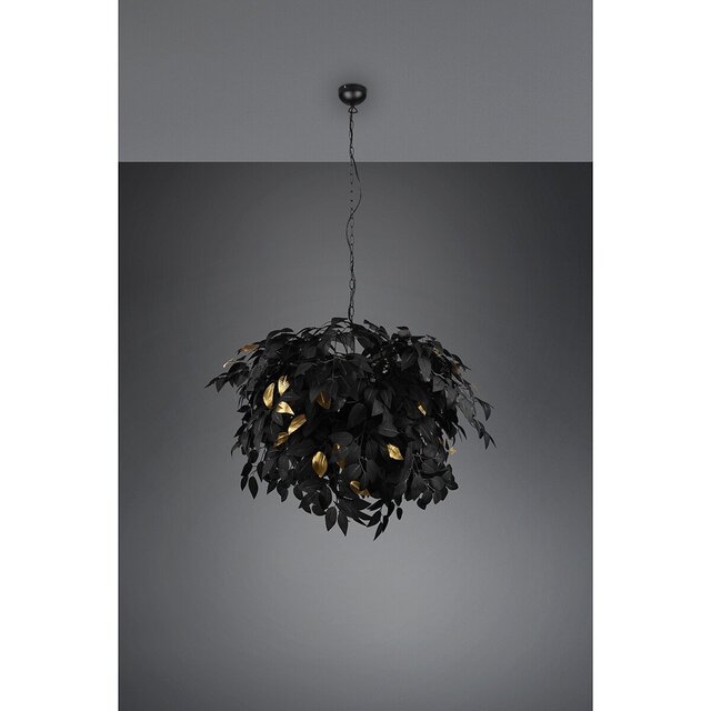 HLW LED Trion Lovy LED Chandelier - Black LED Pendant Lamp with Gold Accents, 4-light, E14 Fitting