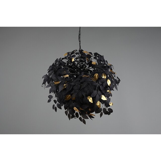 HLW LED Trion Lovy LED Chandelier - Black LED Pendant Lamp with Gold Accents, 4-light, E14 Fitting