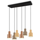 HLW LED LED Pendant Lamp Trion Agido - Black 6-light LED lamp with multicolor shade
