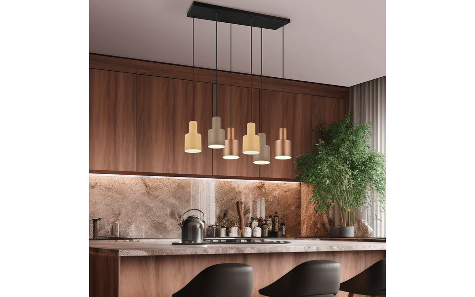 HLW LED LED Pendant Lamp Trion Agido - Black 6-light LED lamp with multicolor shade HLW LED LED Pendant Lamp Trion Agido - Black 6-light LED lamp with multicolor shade