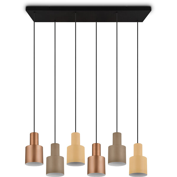 HLW LED LED Hanglamp Trion Agido - Zwarte 6-lichts LED lamp met multicolor kap HLW LED LED Hanglamp Trion Agido - Zwarte 6-lichts LED lamp met multicolor kap
