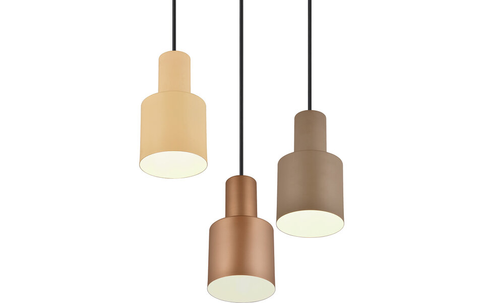 HLW LED LED Hanglamp Trion Agido – Zwarte 3-lichts LED lamp met multicolor lampenkap