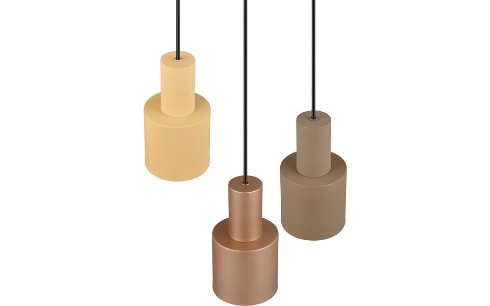 HLW LED LED Hanglamp Trion Agido – Zwarte 3-lichts LED lamp met multicolor lampenkap