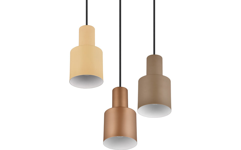 HLW LED LED Hanglamp Trion Agido – Zwarte 3-lichts LED lamp met multicolor lampenkap