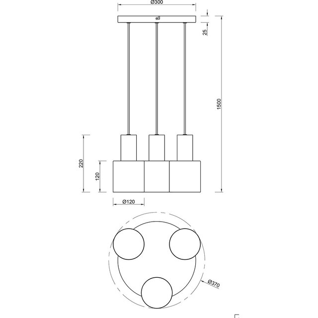 HLW LED LED Hanglamp Trion Agido – Zwarte 3-lichts LED lamp met multicolor lampenkap