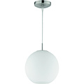 LED Hanglamp Mat Nikkel - Aluminium & Wit Glas, E27 Fitting, Rond Design