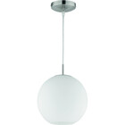 HLW LED LED Hanglamp Mat Nikkel - Aluminium & Wit Glas, E27 Fitting, Rond Design